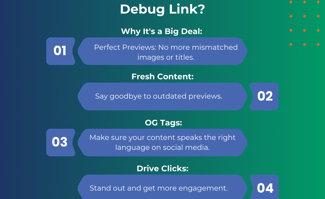 Few bullet points on how the Facebook Debug Link can help you improve your social media posts.